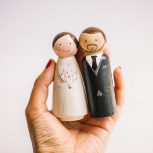 Cake Toppers for wedding. Custom Wedding Cake Topper. Wooden Cake Toppers. Wedding cake topper. Peg Doll cake topper. image 4