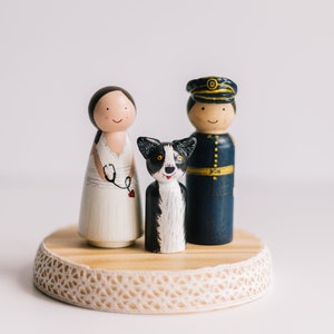 Wedding Cake Toppers with dog. Peg Doll cake topper. Custom wedding cake topper. Wedding cake toppers with cat, dog.Cake topper image 9