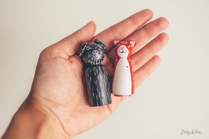 Wedding Cake Toppers with dog. Peg Doll cake topper. Custom wedding cake topper. Wedding cake toppers with cat, dog.Cake topper image 5