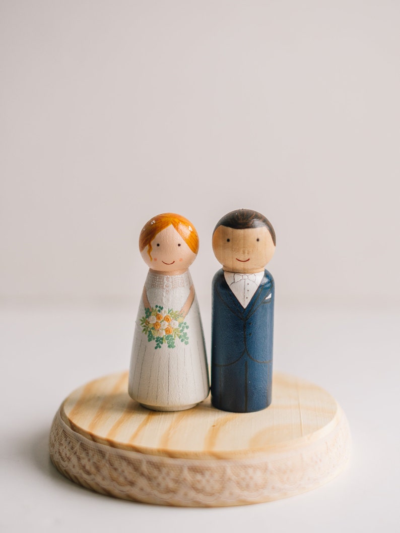 Cake Toppers for wedding. Custom Wedding Cake Topper. Wooden Cake Toppers. Wedding cake topper. Peg Doll cake topper. image 8