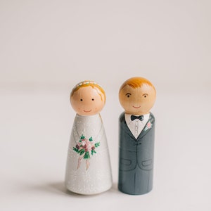 Cake Toppers for wedding. Custom Wedding Cake Topper. Wooden Cake Toppers. Wedding cake topper. Peg Doll cake topper. image 9