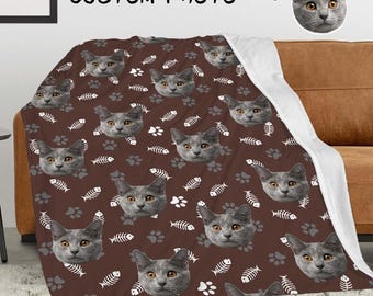 Personalisierte Katzen Foto Decke mit Name Personalisierte Katzen Decke Haustier Foto Decke Geschenk Katze Papa Geschenk Geburtstagsgeschenk.