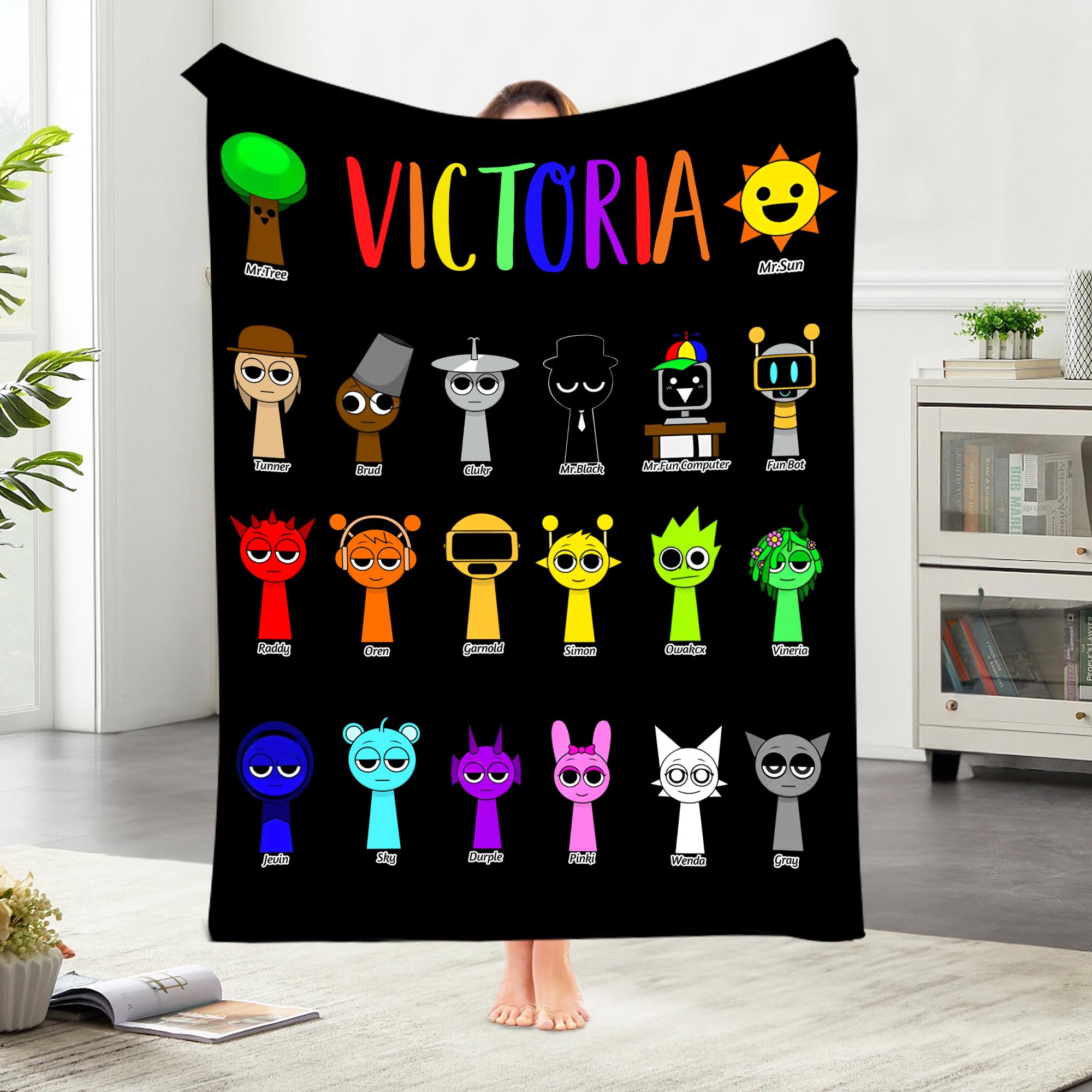 Personalized Sprunki Blanket Colorful Cartoon Blanket Funny Blanket Kids Throw Blanket Custom Blanket Gifts for Boyfriend Girlfriend