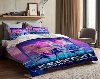 Custom Kpop Demon Hunters Duvet Cover Three Bedding Set Personalized Name Birthday Bedding Quilt Cover Christmas Halloween Gift.