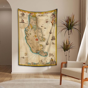 Tapeçaria de mapa-múndi vintage, arte de parede, decoração para casa, quarto, dormitório, tapeçaria grande, presentes de aniversário, presentes de dia dos pais.