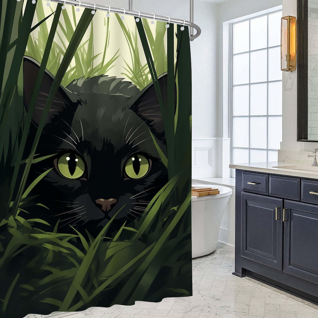 Black Cat Shower Curtain