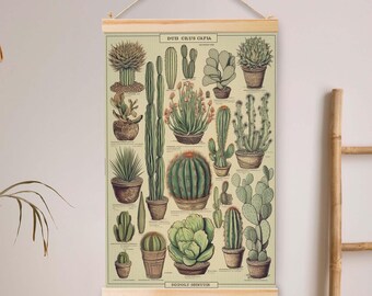 Vintage Cactus Hanging Canvas Art, , Flower Painting, Vintage Wall Art, Canvas Wall Art, Farmhouse Decor, Tapestry Wall Decoration.