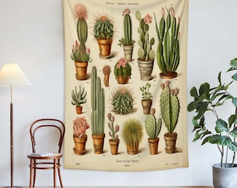 Vintage Cactus Tapestry Wall Hanging Reference Description Bedroom Botanical Tapestry Nature Art Tapestry Home Decor.