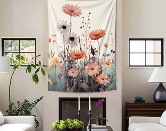 Vintage Flora Tapestry for Bedroom Colorful Wall Hanging Aesthetic Wall Art For Home Decor.