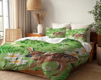 Halloween Whimsical Woodland Duvet Cover Three Bedding Set Personalized Name Birthday Bedding Quilt Cover Christmas Gift.