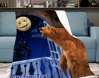 Personalized Name Bear in the Big Blue House Blanket, Custom Photo Blanket, Family Blanket, Birthday Gifts, Halloween Gifts.