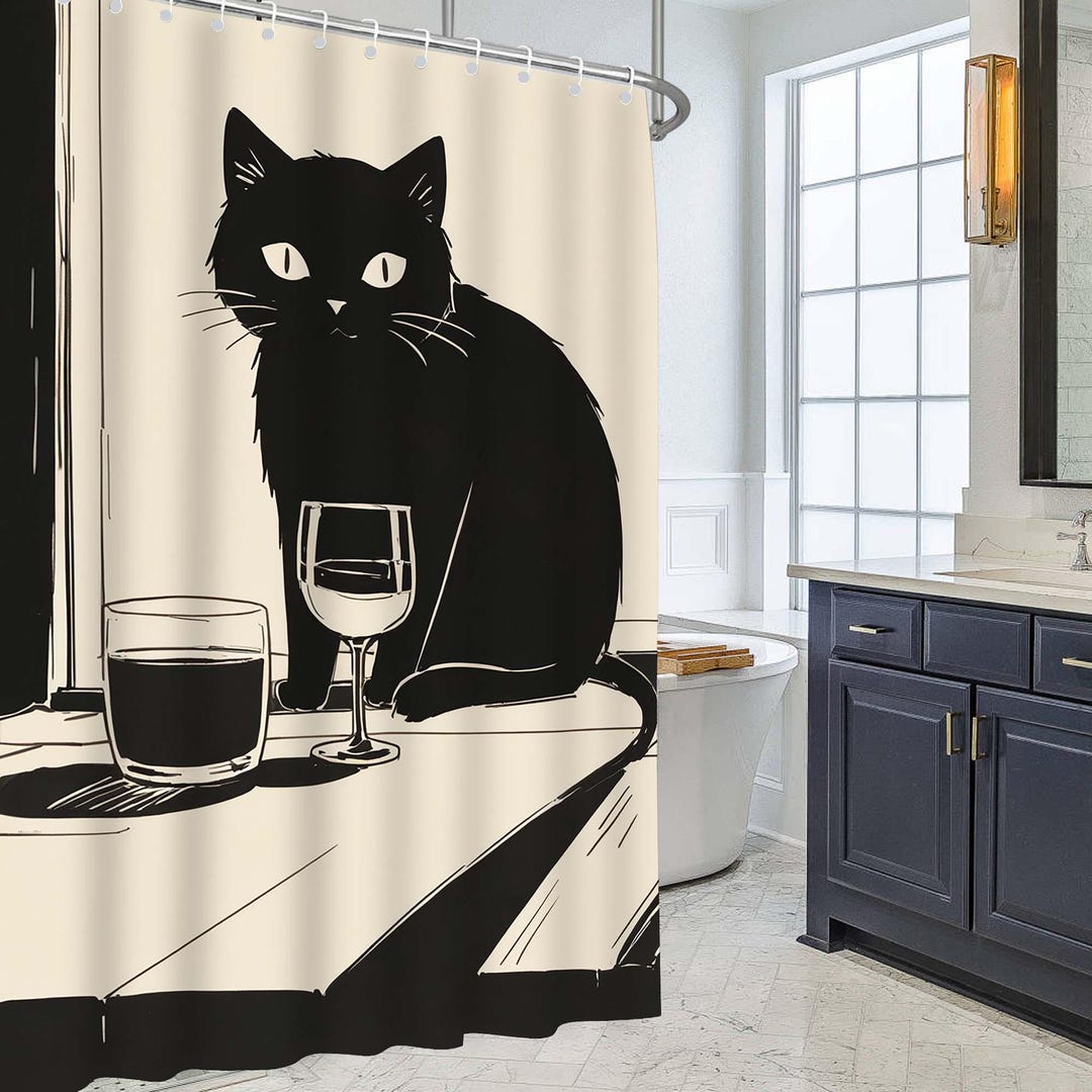 Black Cat Shower Curtain