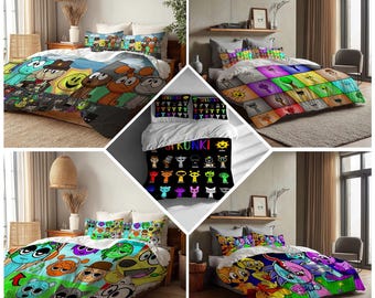 Custom Sprunki Dekbedovertrek Drie Beddengoed Set Gepersonaliseerde naam Verjaardag Beddengoed Dekbedovertrek Kerst Halloween Cadeau Terug naar school.