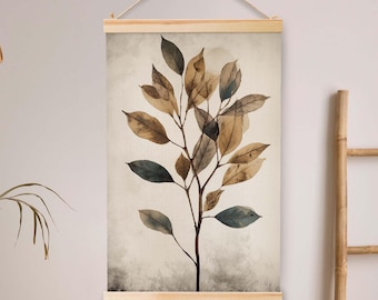 Tapiz de pared con rama de planta vintage personalizado, decoración de pared de gran tamaño, tapiz de arte natural, póster de decoración del hogar.