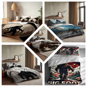 Personalized Name Bigfoot Duvet Cover Bedding Three Piece Set Custom Quilt Cover Comfortable Perfect Gift for Birthday Christmas.