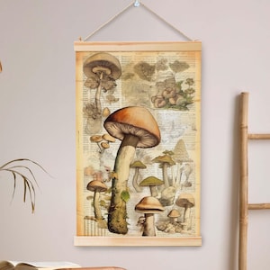 Vintage retro paddestoelen illustraties hangende canvaskunst natuur schilderij vintage muurkunst canvas muurkunst boerderij decor wandtapijten.