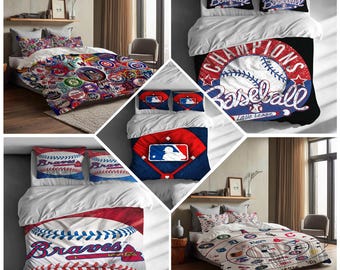Personalized Name Baseball Duvet Cover Bedding Three Piece Set Custom Quilt Cover Comfortable Perfect Gift for Birthday Christmas.