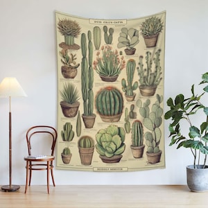 Vintage Cactus Tapestry Wall Hanging Reference Description Bedroom Botanical Tapestry Nature Art Tapestry Home Decor.