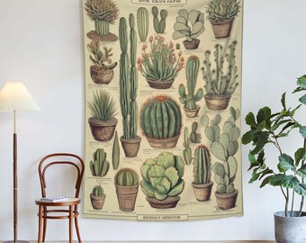 Vintage Cactus Tapestry Wall Hanging Reference Description Bedroom Botanical Tapestry Nature Art Tapestry Home Decor.
