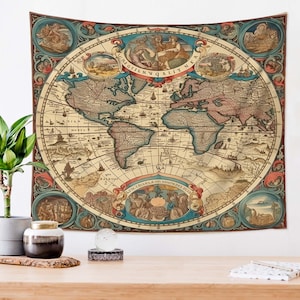 Vintage Weltkarte Wandbehang Wandkunst Wohnkultur Schlafzimmer Wohnheim Wand Große Wandteppich Jubiläum Geschenke Vatertagsgeschenke.