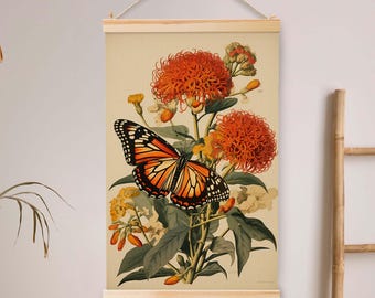 Vintage Wildflowers Hanging Canvas Art Flowers Canvas Hanging Wall Art Vintage Flowers Art Painting, Canvas Tapestry, Large Wall Hanging.