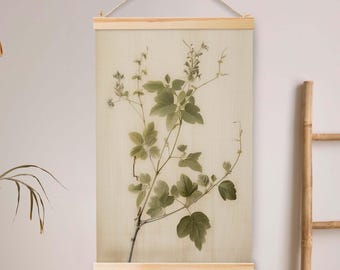 Tapiz de pared con rama de planta vintage personalizado, decoración de pared de gran tamaño, tapiz de arte natural, póster de decoración del hogar.