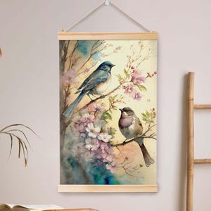 ビンテージ水彩鳥壁掛け特大壁装飾自然動物アートタペストリー壁ホーム装飾ポスター。