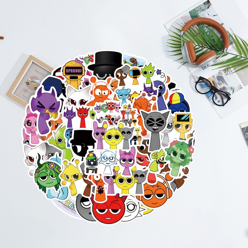 Sprunki Stickers for Kids 55 PCS Vinyl Stickers Water Bottle Stickers ...