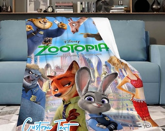 Coperta regalo personalizzata Zootropolis, coperta con nome personalizzato, coperta super morbida, coperta per bambini, regali di compleanno, regali di Natale.