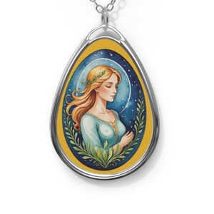 Zodiac Oval Necklace, Virgo Astrology Pendant Jewelry, Horoscope Charm Gift for Her, Celestial Accessories, Personalized Birthday Present