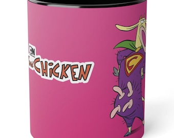 Animation TV Show Cow and Chicken White Accent Mug, Cartoon Network Design, Coffee Cup for Fans, Unique Gift Idea, Collectible,Coffe Mug