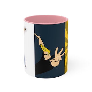 MADE USA MADE Kaffeetasse, Johnny Bravo Cartoon Charakter Kaffeetasse, weiße Keramiktasse, lustiger Cartoon-Liebhaber Geschenk, Neuheit Becher, 11 Unze Becher