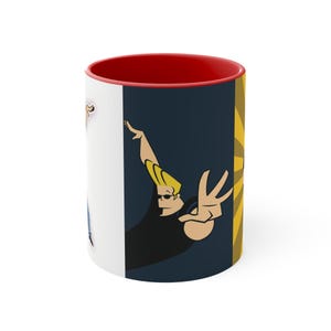AU MADE Coffee Mug, Johnny Bravo Cartoon Character Coffee Cup, White Ceramic Mug, Funny Cartoon Lover Gift, Novelty Mug, 11oz Mug