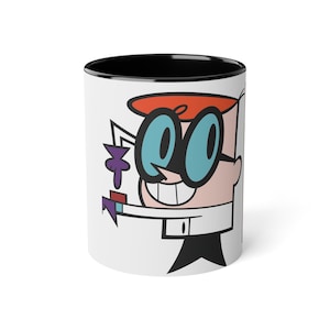 Coffe Mug,TV Show Dexter Labaratory White Accent Mug, 11oz - Cartoon Network Design, Coffee Cup for Fans, Unique Gift Idea, Collectible,