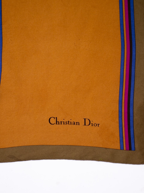 1980s Silk Orange Brown Gold and Blue Christian D… - image 2
