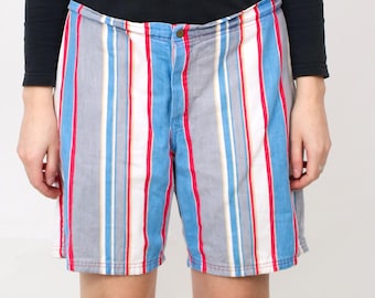 1960s surfing striped board shorts white blue grey red striped brushed cotton jantzen V470