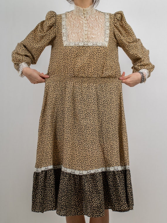 1970's Gunne Sax Style Cottagecore Prairie Dress … - image 3