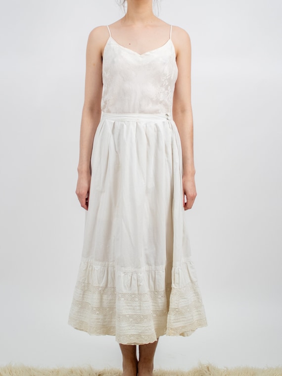 1900s White Cotton Lace Petticoat Skirt - image 1
