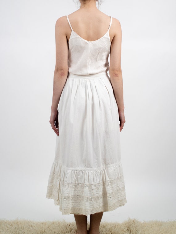 1900s White Cotton Lace Petticoat Skirt - image 5