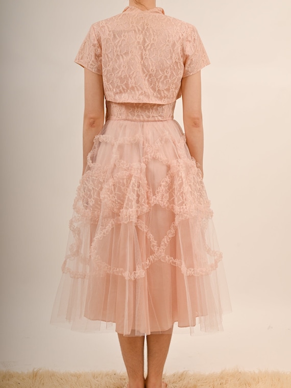 1950s Bubblegum Pink Tulle Barbie Prom Gown with … - image 5