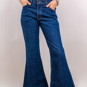 1970s Dark Wash Denim Levi&#39;s Orange Tab 217 33W 31L