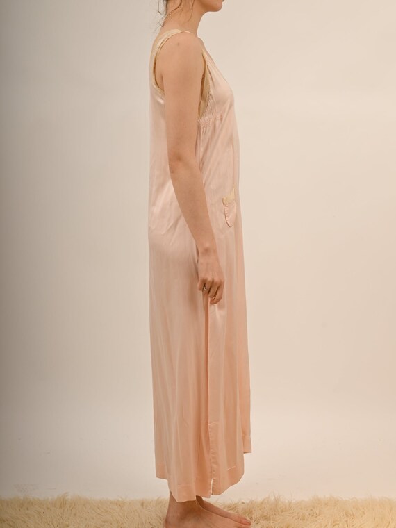 1920s Peach Silk Embroidered Slip Nightgown - image 4