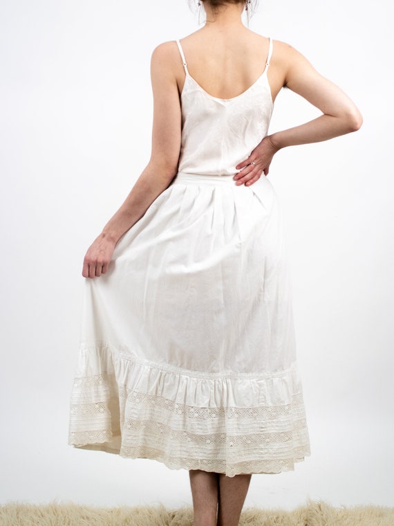 1900s White Cotton Lace Petticoat Skirt - image 6