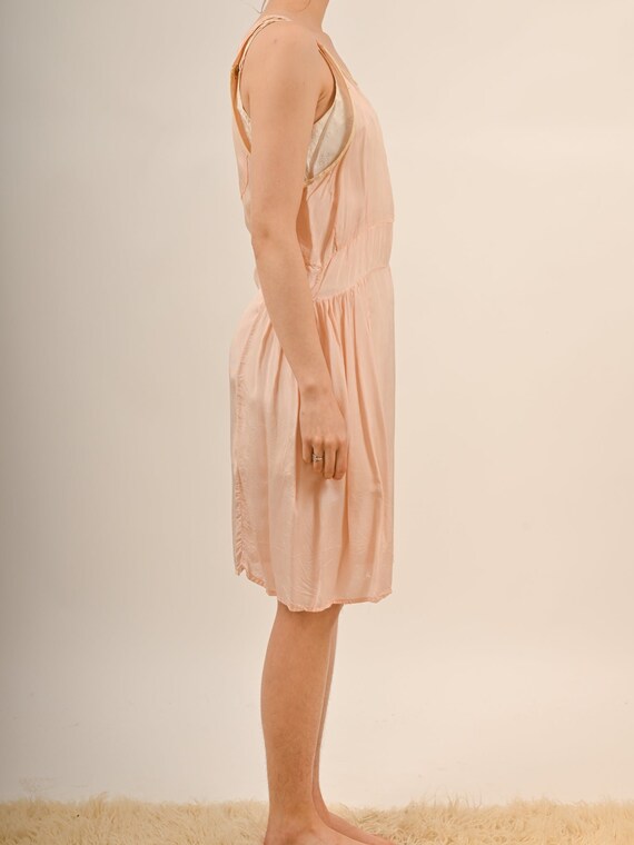 1930s Peachy Rayon Satin Slip Dress - image 3