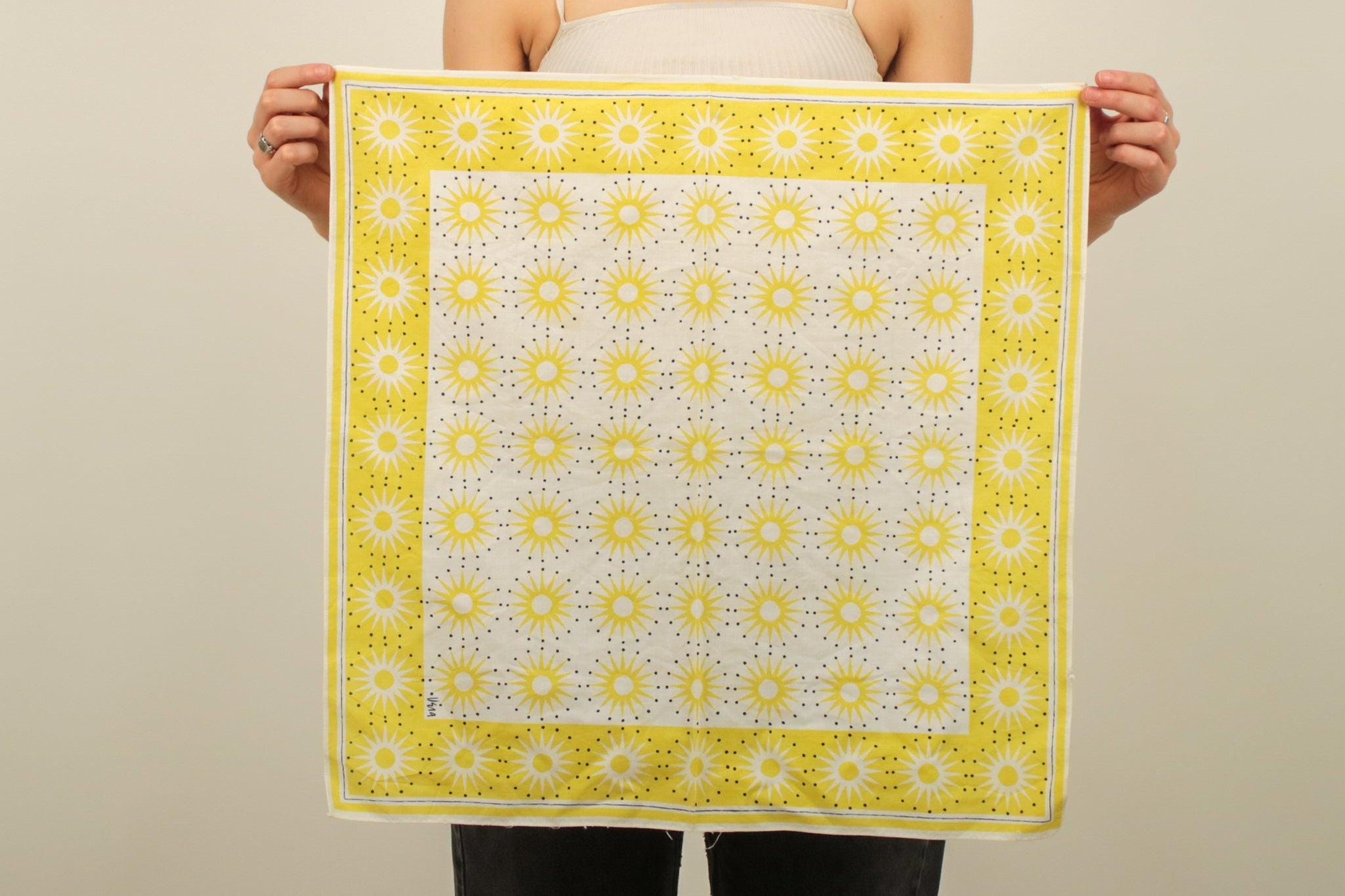 1960s Vera Yellow and White Sunburst Scarf S024