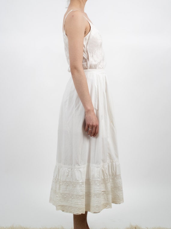 1900s White Cotton Lace Petticoat Skirt - image 3