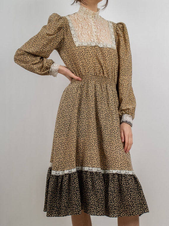 1970's Gunne Sax Style Cottagecore Prairie Dress … - image 1