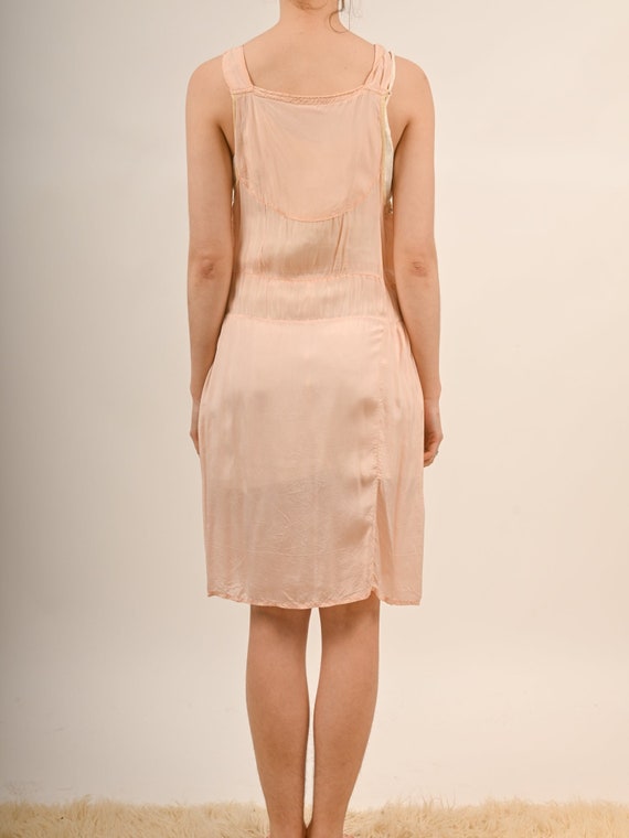 1930s Peachy Rayon Satin Slip Dress - image 4