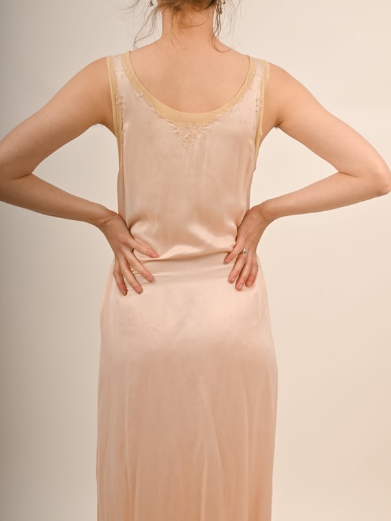 1920s Peach Silk Embroidered Slip Nightgown - image 6