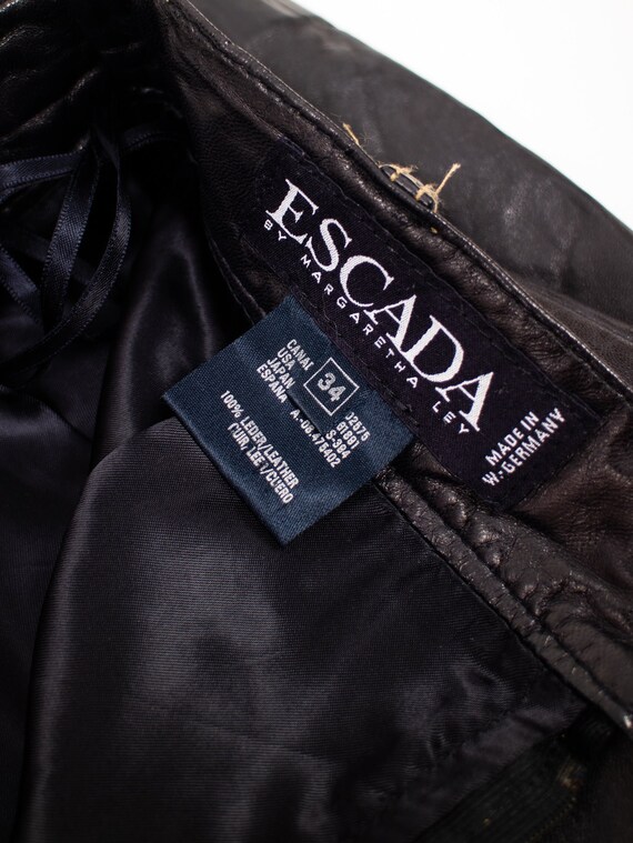 1980's Designer Black Escada Leather Skirt - image 7